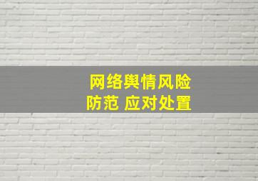 网络舆情风险防范 应对处置